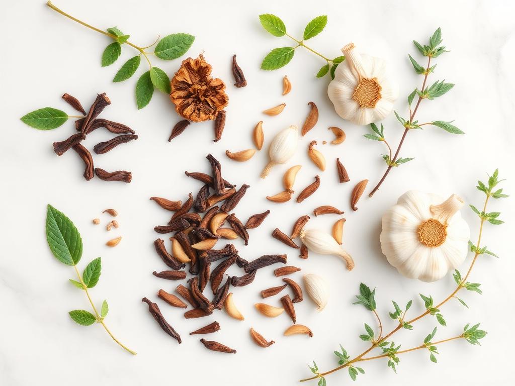 Natural herbal ingredients used in Clarexin including clove, garlic and wormwood